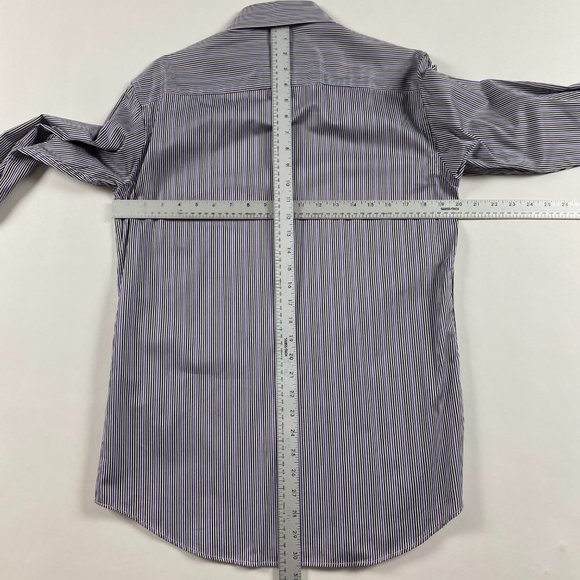Bugatchi Shaped Fit Shirt Mens Small Purple White Stripe Cotton - Picture 6 of 11